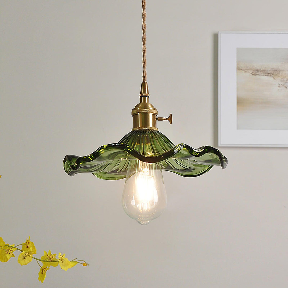 Floria | Elegante Hibiscus Bloemvormige Geprofileerde Glazen Hanglamp
