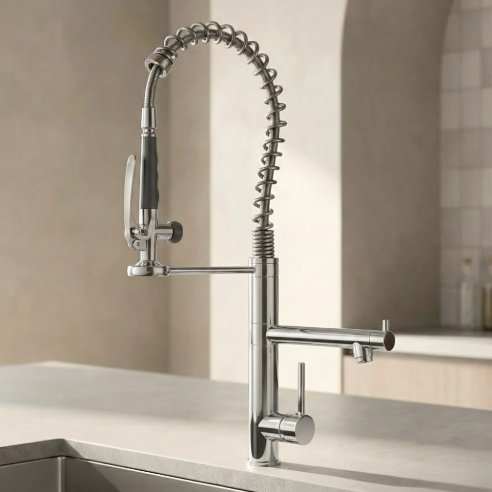 Vantage | Dubbele Handgreep Keukenkraan met Uittrekbare Handdouche