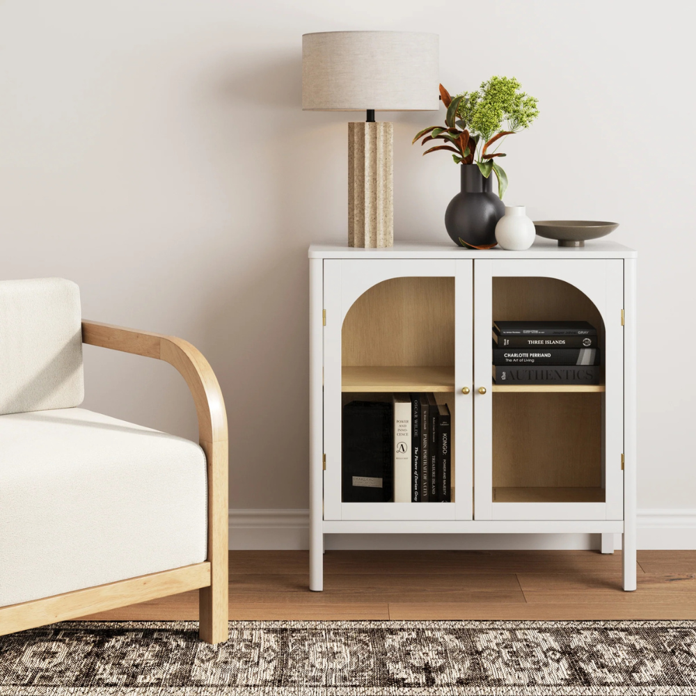 Finley | Twee Deur Houten Opbergkast Met Glazen Boogpanelen