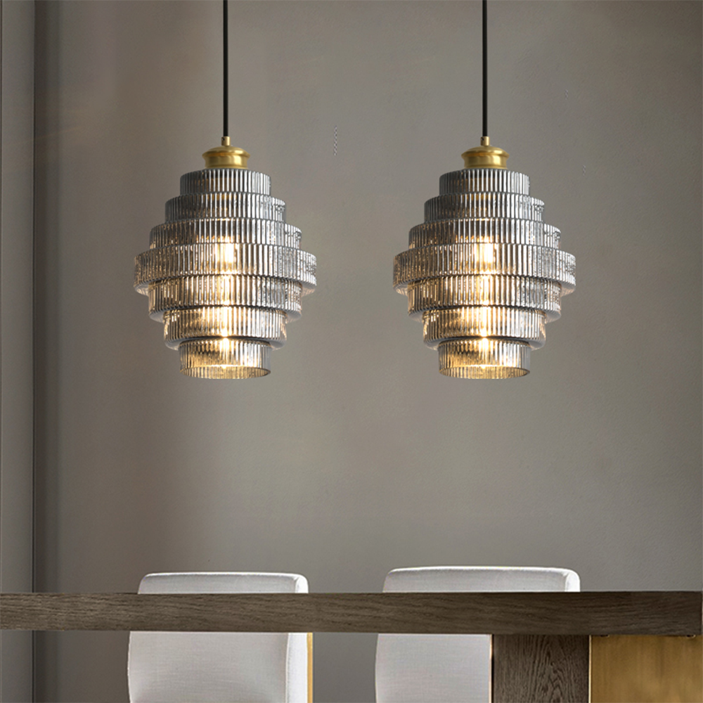 Auris | Antieke Laag Ribbelglas Hanglamp