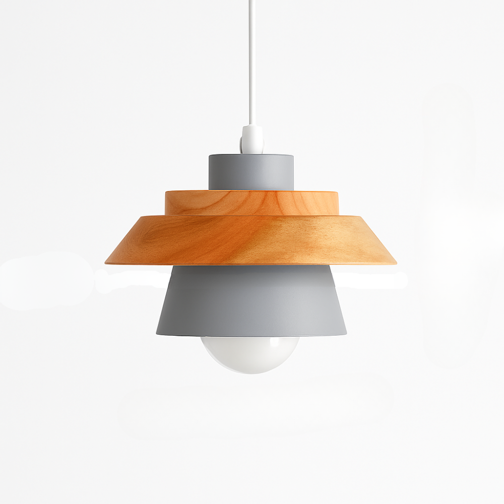 Virelo | Moderne Noordse metalen en houten hanglamp