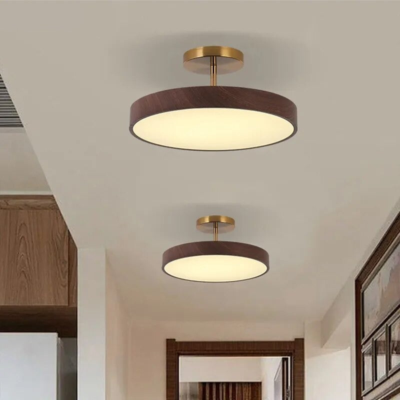 Sylva | Moderne Houtnerf Circulaire Semi-Plafondlamp