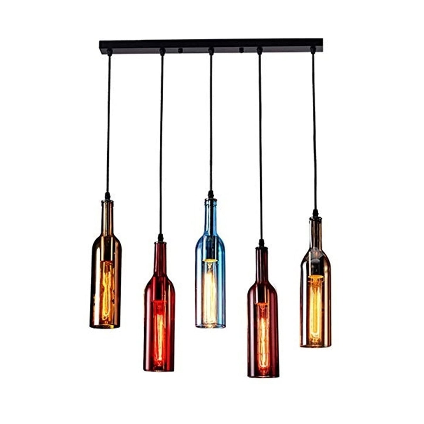 Vireloft | Gesculpteerde Wijnfles Glazen Art Deco Hanglamp