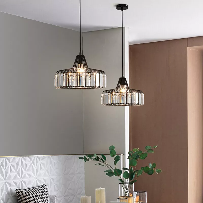 Obsidia | Strakke IJzeren Frame Kristallen Hanglamp