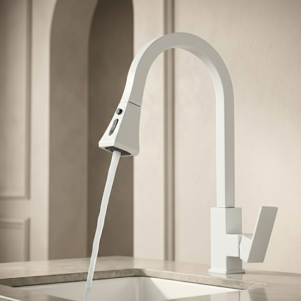 Vector | Moderne Keukenkraan Met Uittrekbare Sprayer En Draaibare Tuit
