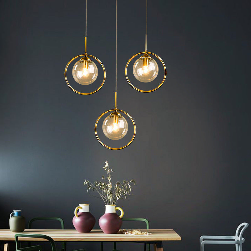 Luvie | Elegante Glazen Globe Hanglamp met Stijlvolle Metalen Ring