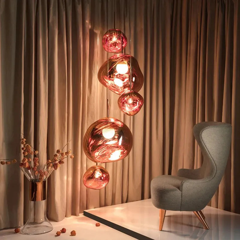 Zora | Moderne Abstract Gesmolten Glazen Translucente Hanglamp