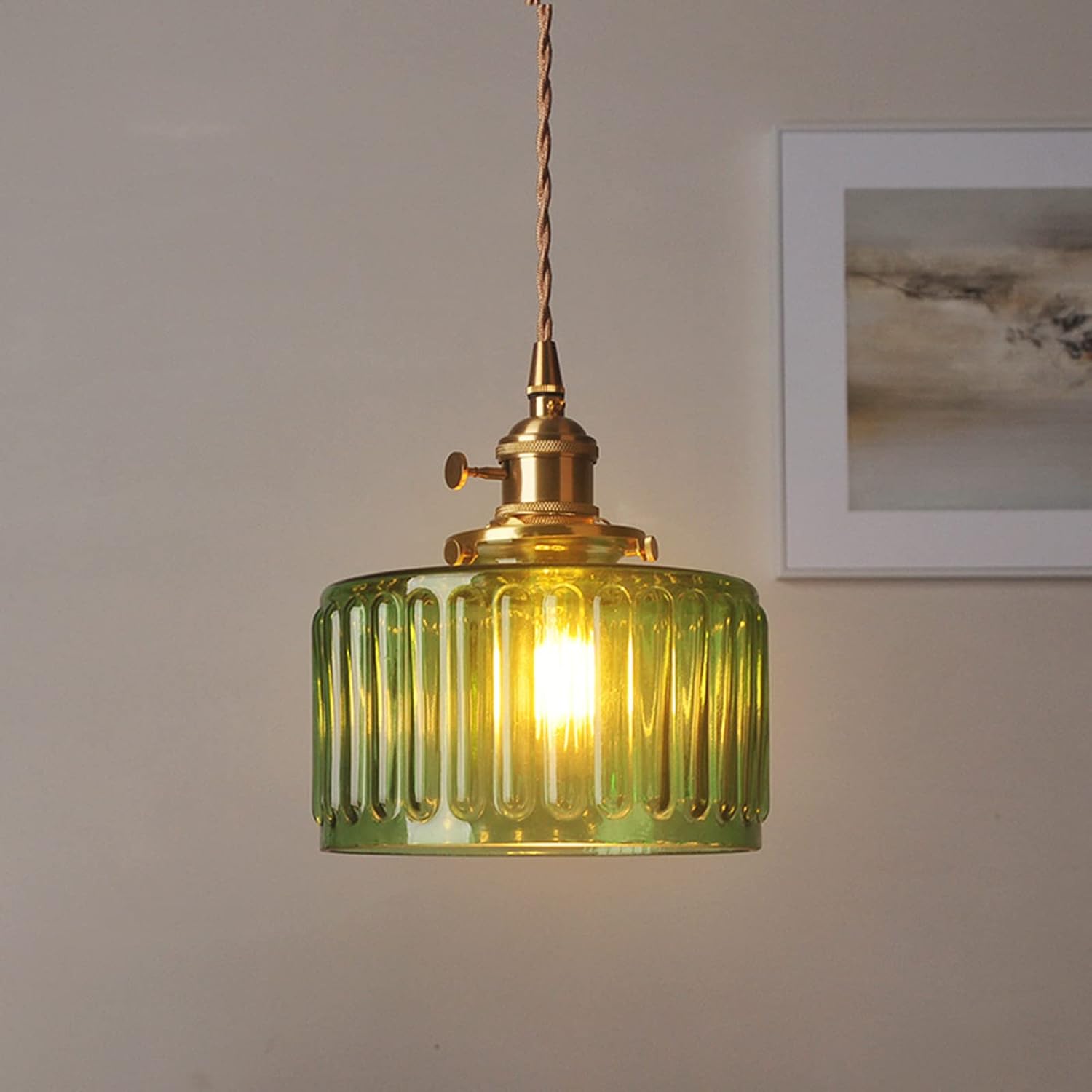 Viridis | Retro Textuur Glazen Cilinder Hanglamp