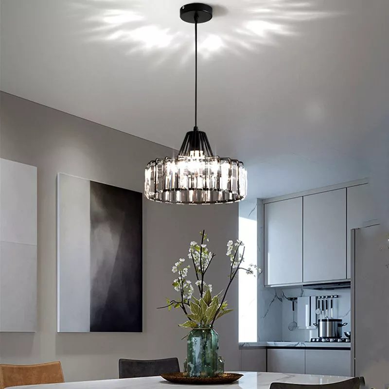 Obsidia | Strakke IJzeren Frame Kristallen Hanglamp