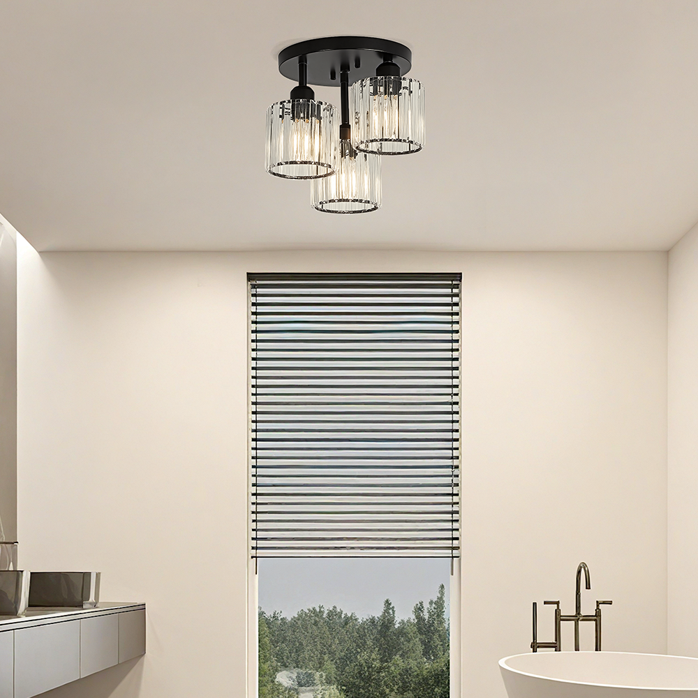 Luminera | Elegante Kristallen Glazen Semi-Plafondlamp