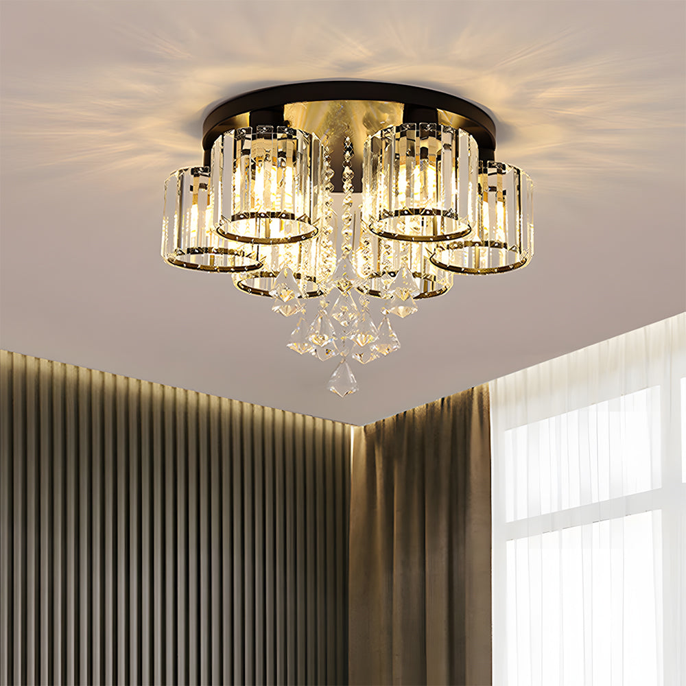 Vespera | Hedendaagse Multi-Head Kristallen Prismaplafondlamp