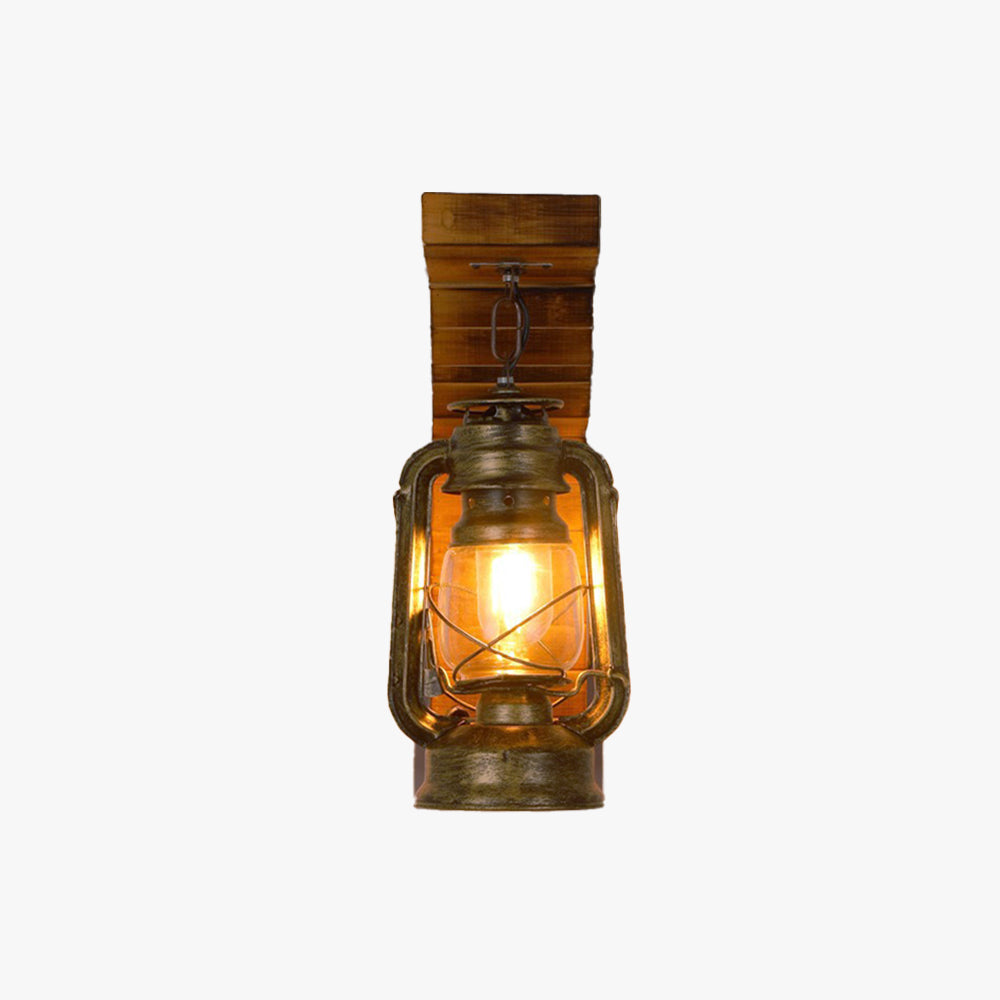Elgard | Vintage Rustieke Lantaarn Van Dennenhout Wandlamp