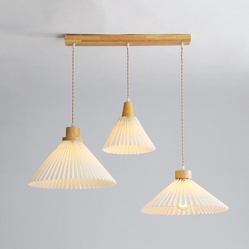 Luvithos | Architectonische Cluster Plissé Geplooide Houten Hanglamp
