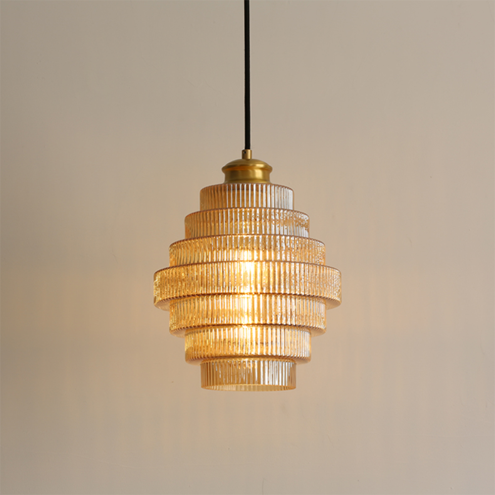 Auris | Antieke Laag Ribbelglas Hanglamp