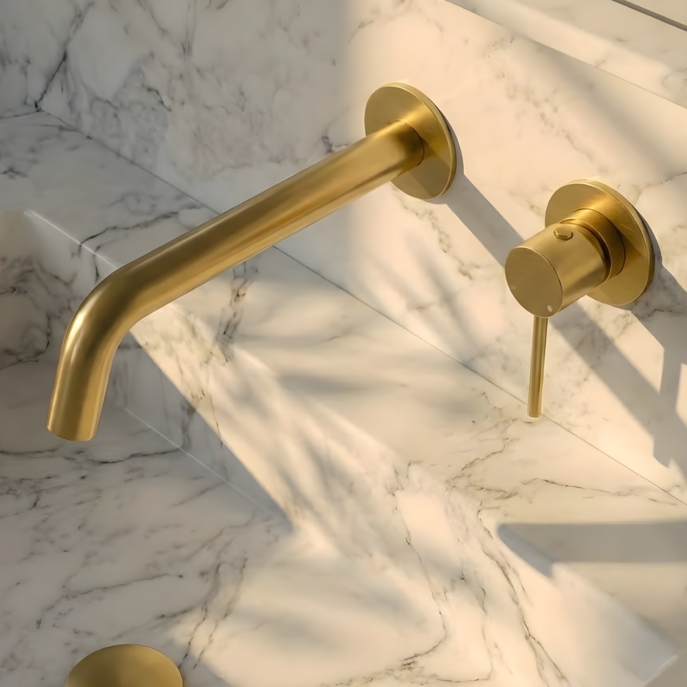 Alta | Moderne Wandgemonteerde Badkamer Wastafelmengkraan met Gebogen Uitloop