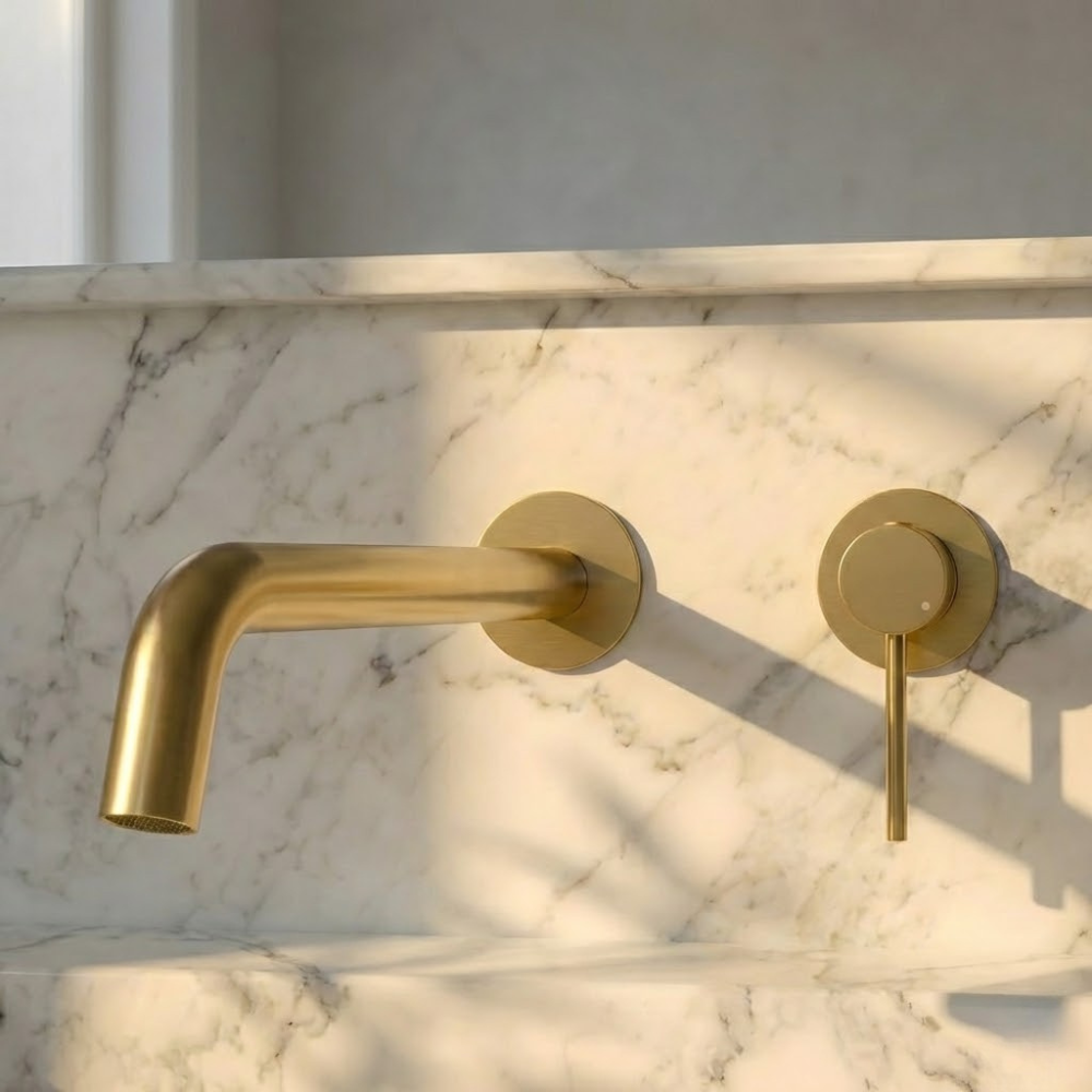 Alta | Moderne Wandgemonteerde Badkamer Wastafelmengkraan met Gebogen Uitloop