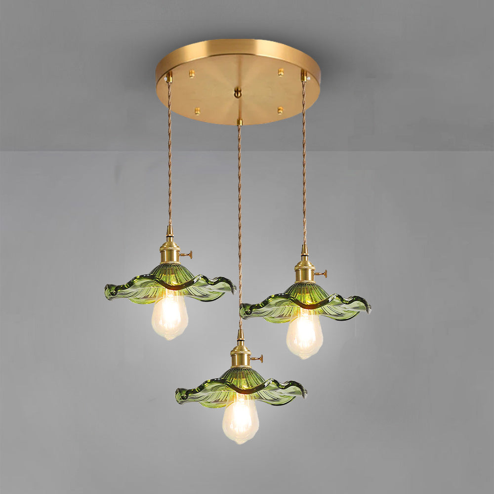 Floria | Elegante Hibiscus Bloemvormige Geprofileerde Glazen Hanglamp