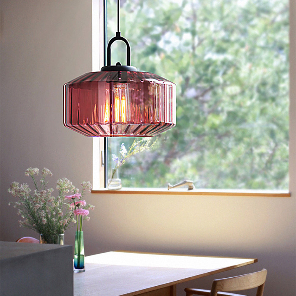 Verda | Midden Eeuw Ribbelglas Koepel Hanglamp