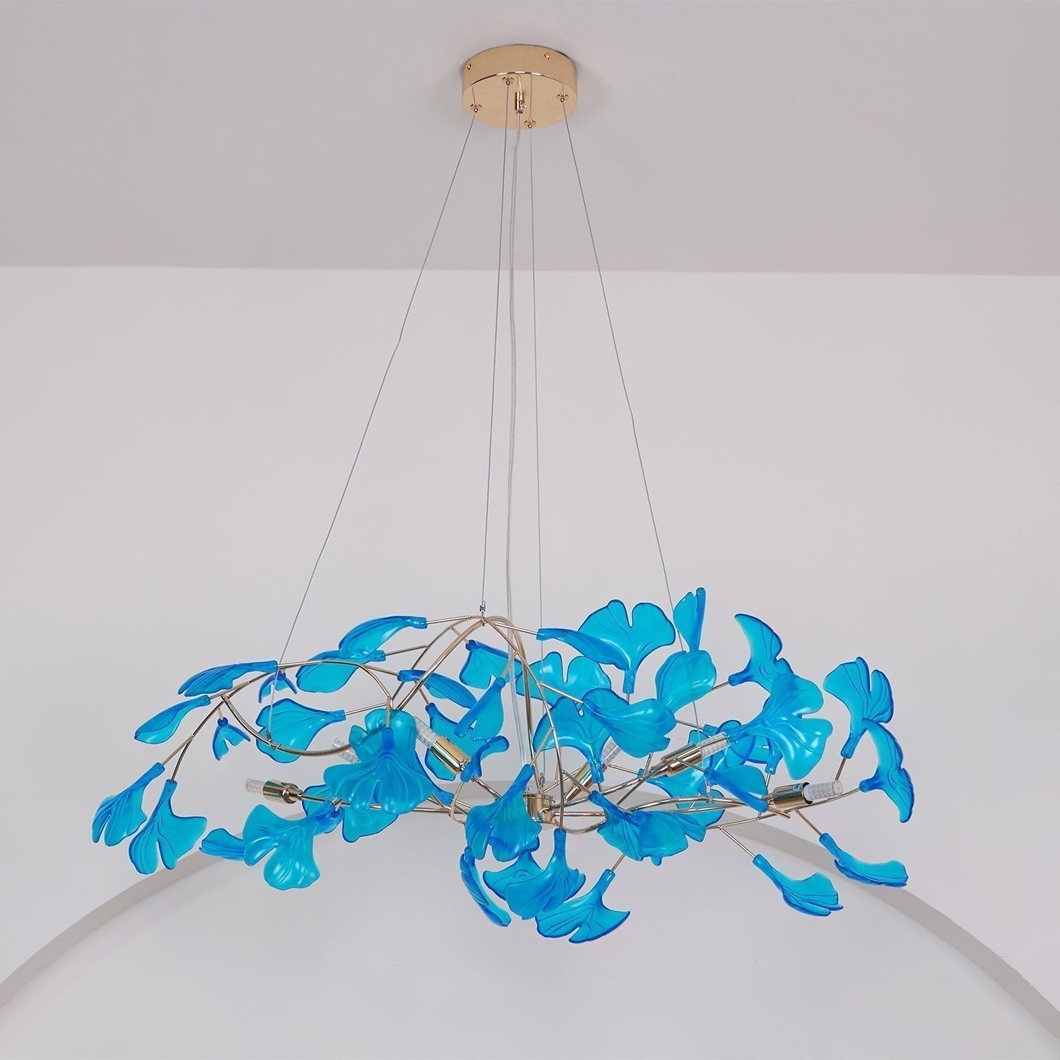 Solasvren | Ginkgo Blad Acryl Organische Canopy Sculpturale Kroonluchter