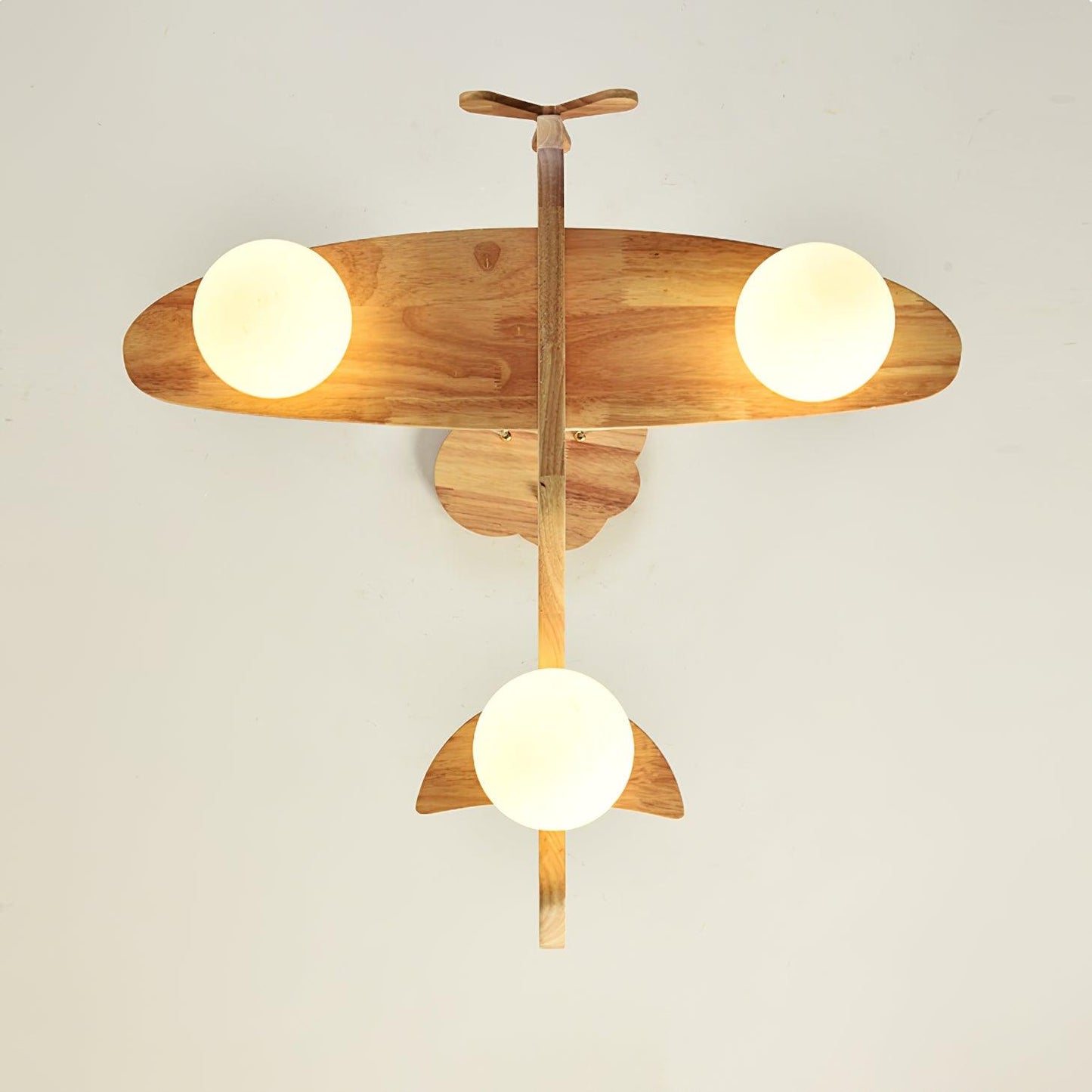 Tethelis | Vliegtuigvormige Houten Kunstzinnige Glas Globe Hanglamp