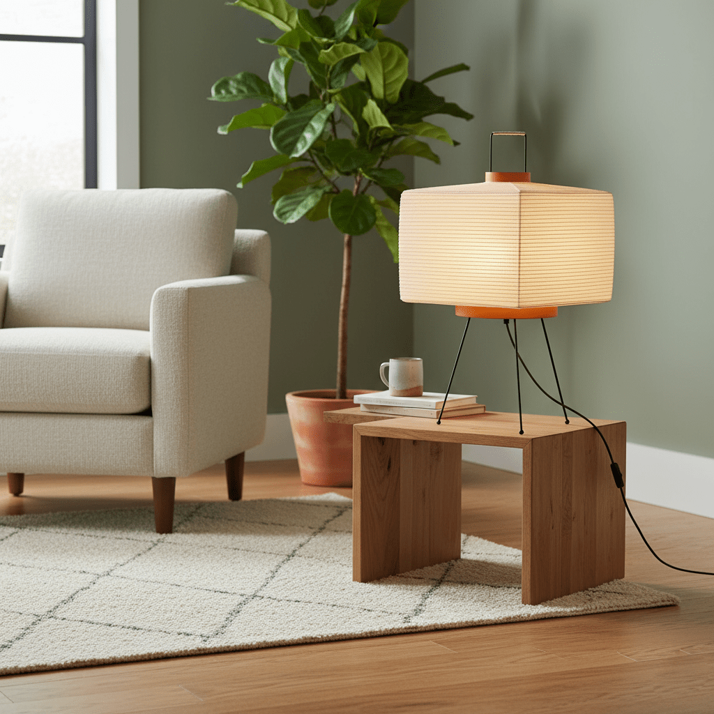 Kryntaleo | Japanse Geribbelde Bamboe Silhouet Oosterse Accent Tafellamp