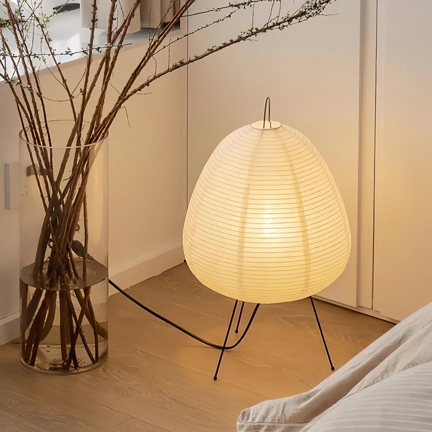 Kryntaleo | Japanse Geribbelde Bamboe Silhouet Oosterse Accent Tafellamp