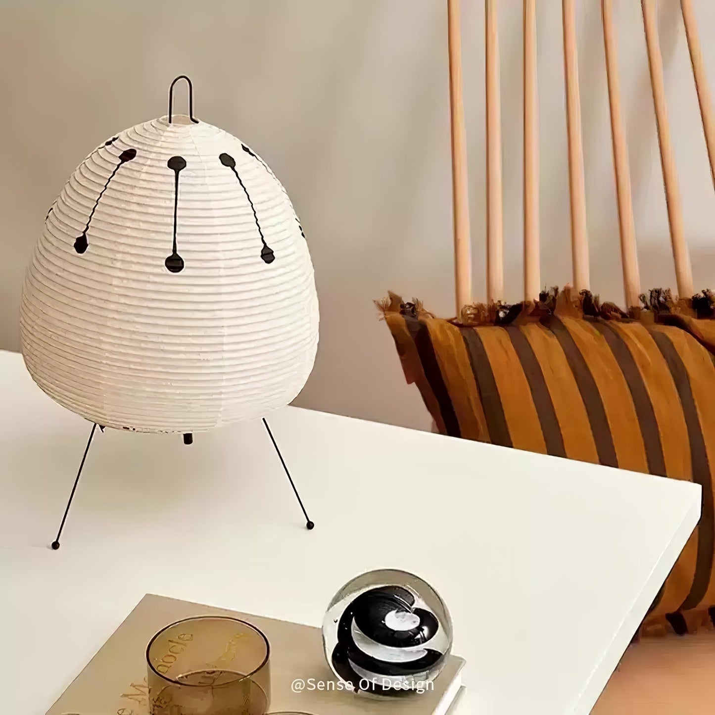 Kryntaleo | Japanse Geribbelde Bamboe Silhouet Oosterse Accent Tafellamp