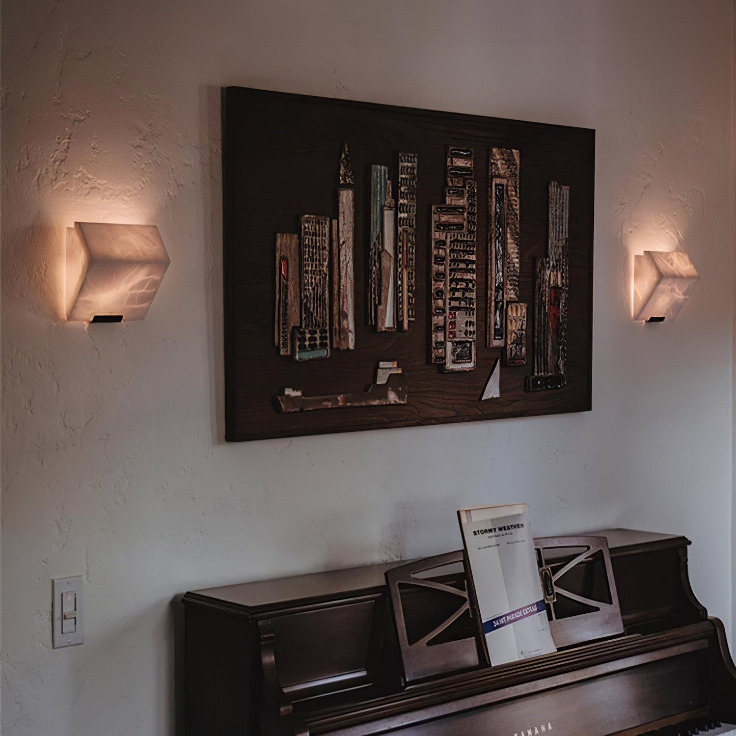 Luvidior | Architectonische Kolom Alabaster Steen Blokken Wandlamp