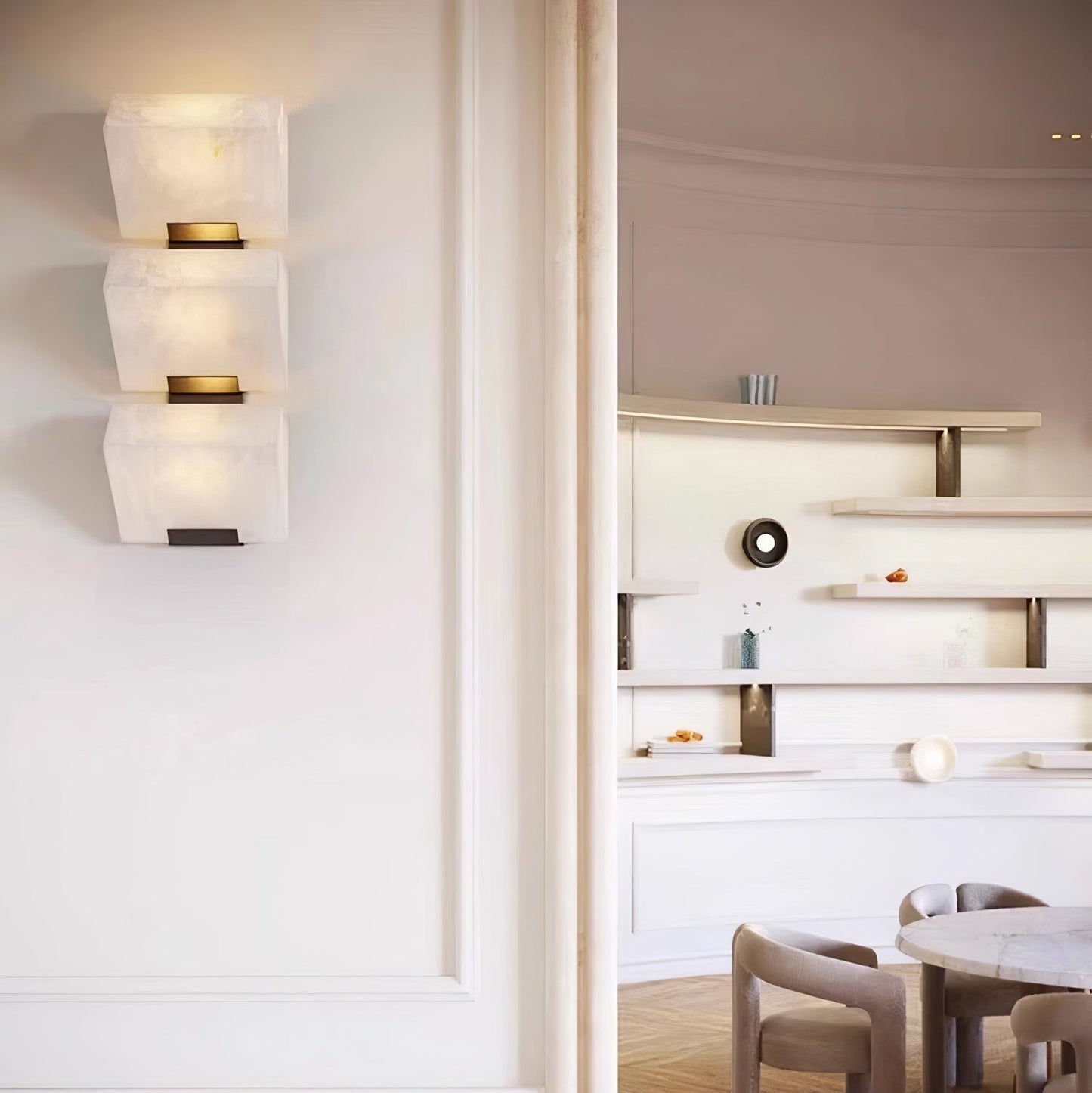 Luvidior | Architectonische Kolom Alabaster Steen Blokken Wandlamp