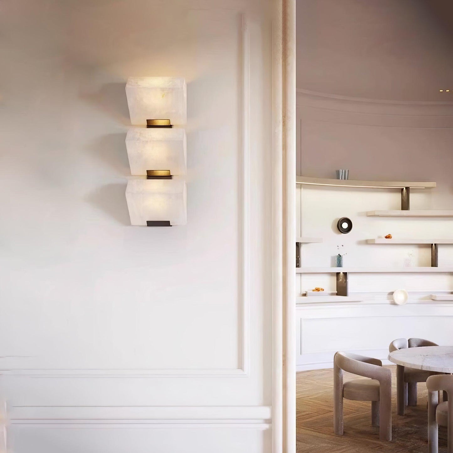 Luvidior | Architectonische Kolom Alabaster Steen Blokken Wandlamp