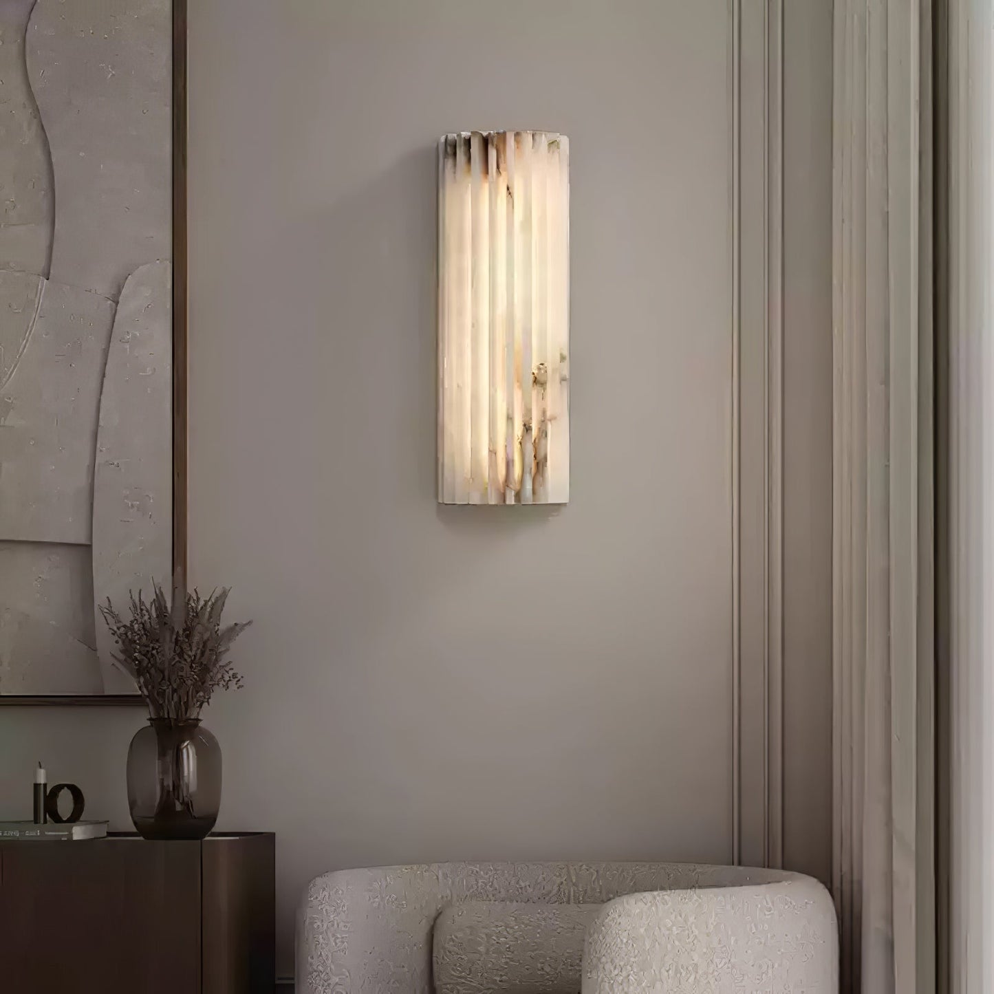 Orcari | Elegante Rechthoekige Alabaster Steen Wandlamp