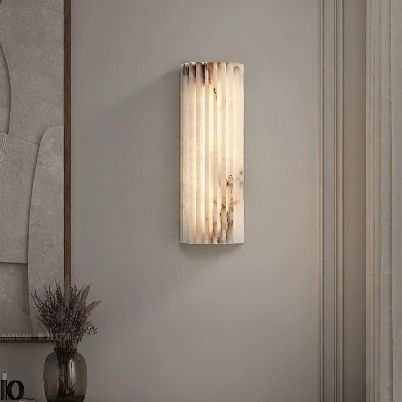 Orcari | Elegante Rechthoekige Alabaster Steen Wandlamp