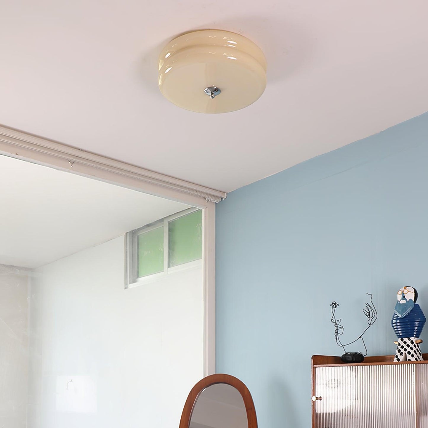 Crema | Vintage Crème Glazen Plafondlamp