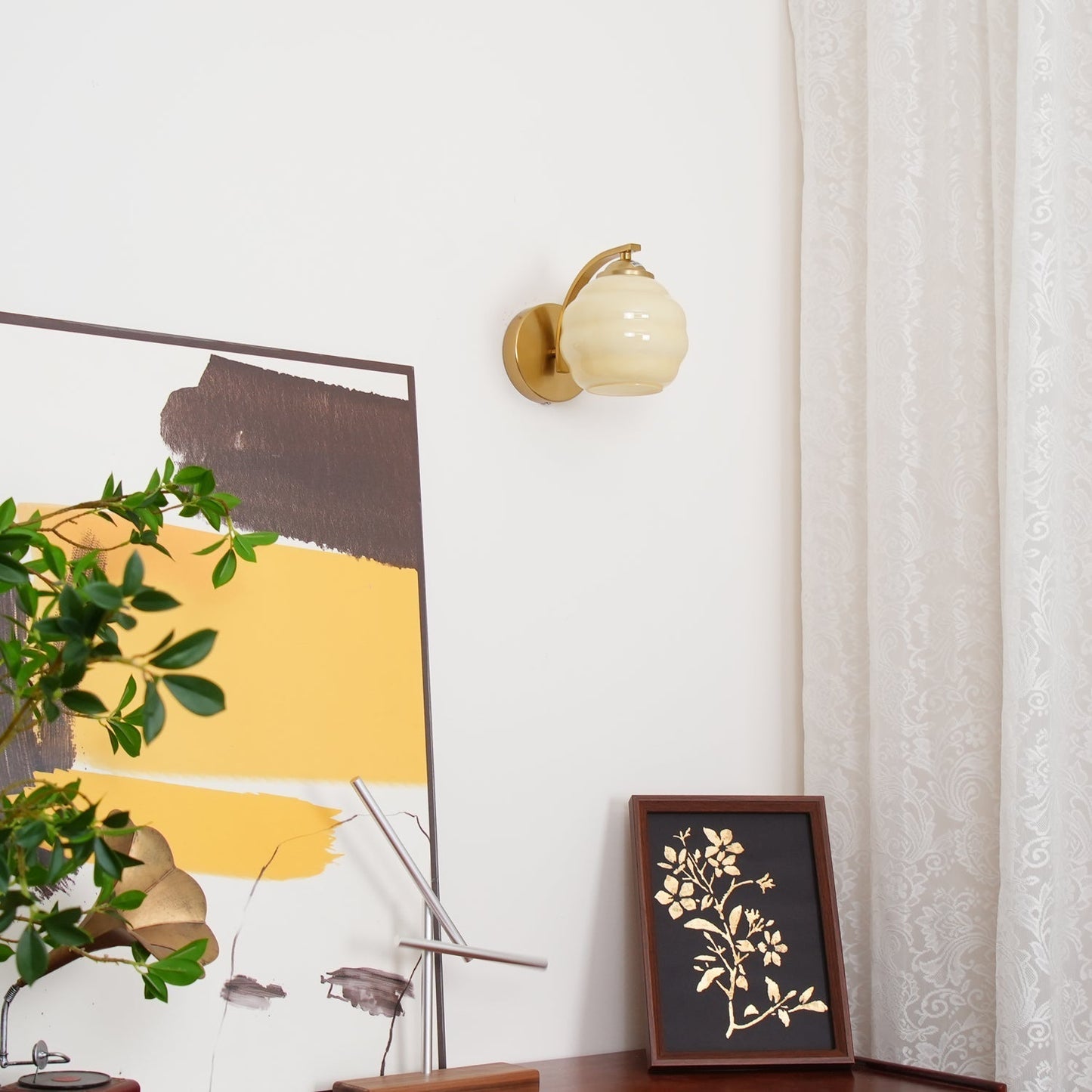 Thryndol | Geribbelde Glazen Bol Vintage Wandlamp