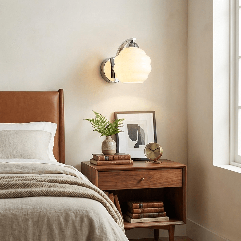 Thryndol | Geribbelde Glazen Bol Vintage Wandlamp