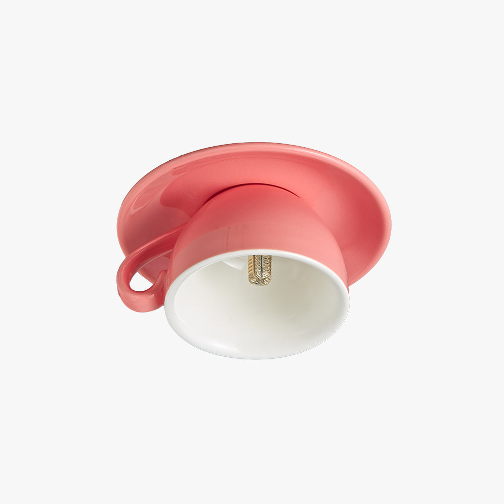 Valentina | Moderne Keramische Koffiekop Flush Mount Plafondlamp