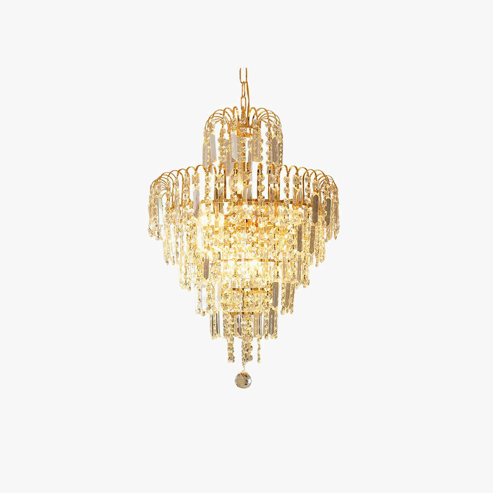 Vior | Moderne Cascaderende Kristal Kwast Gouden Hangende Kroonluchter