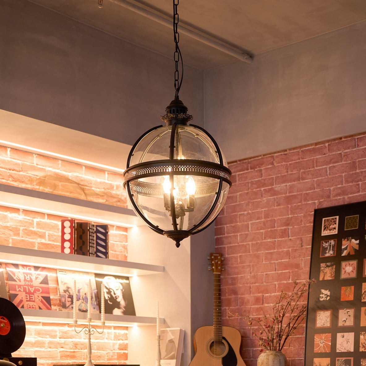 Vinse | Vintage Sferische Transparante Glazen Hanglamp