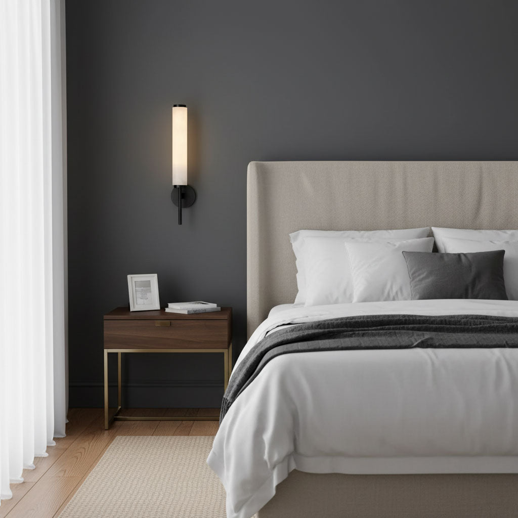 Kelsorim | Geometrische minimalistische albasten cilindrische wandlamp