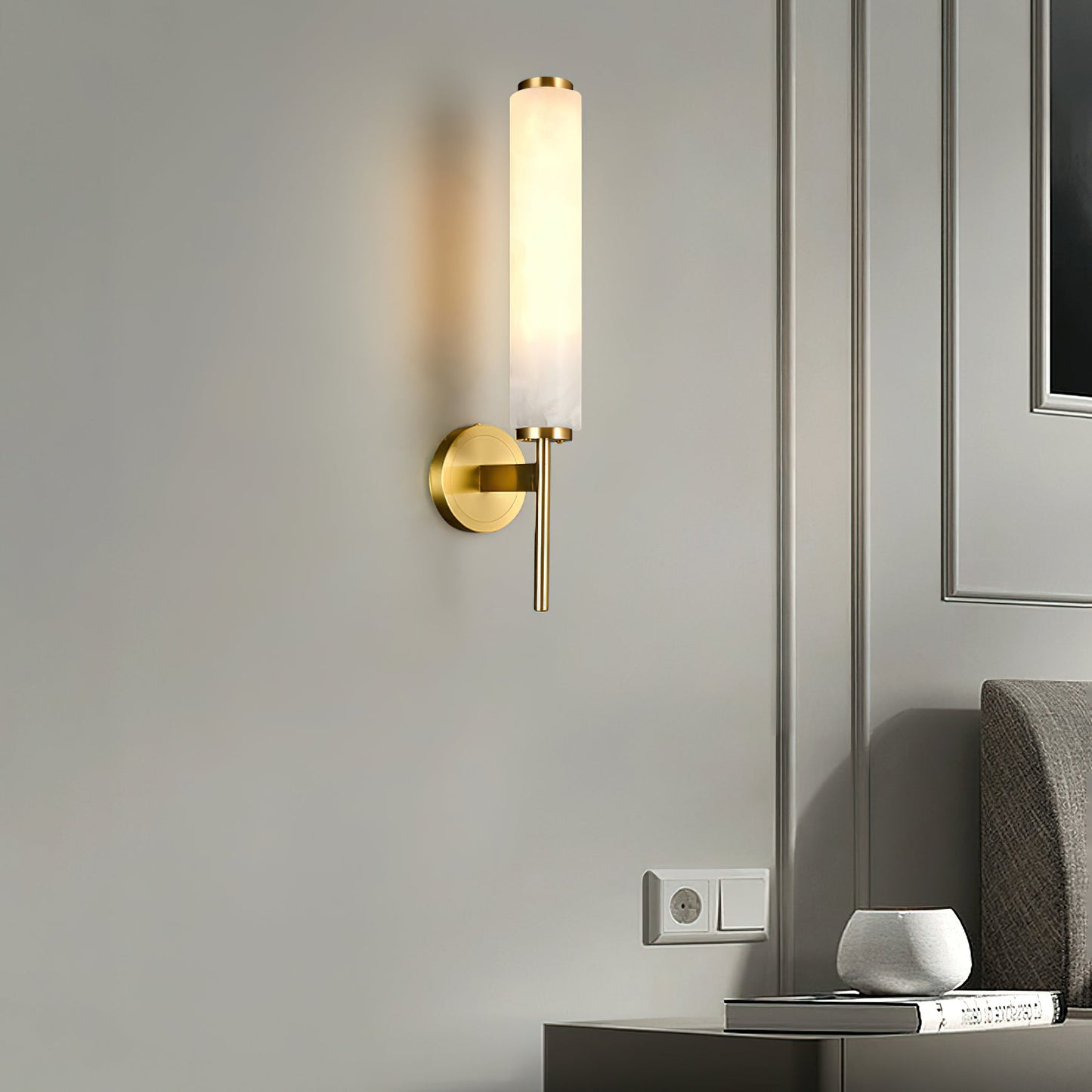 Kelsorim | Geometrische minimalistische albasten cilindrische wandlamp