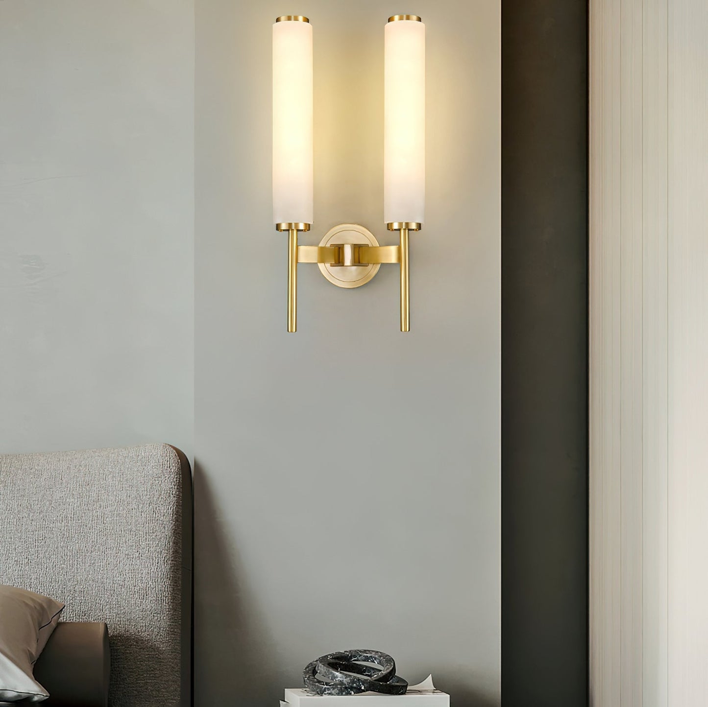 Kelsorim | Geometrische minimalistische albasten cilindrische wandlamp