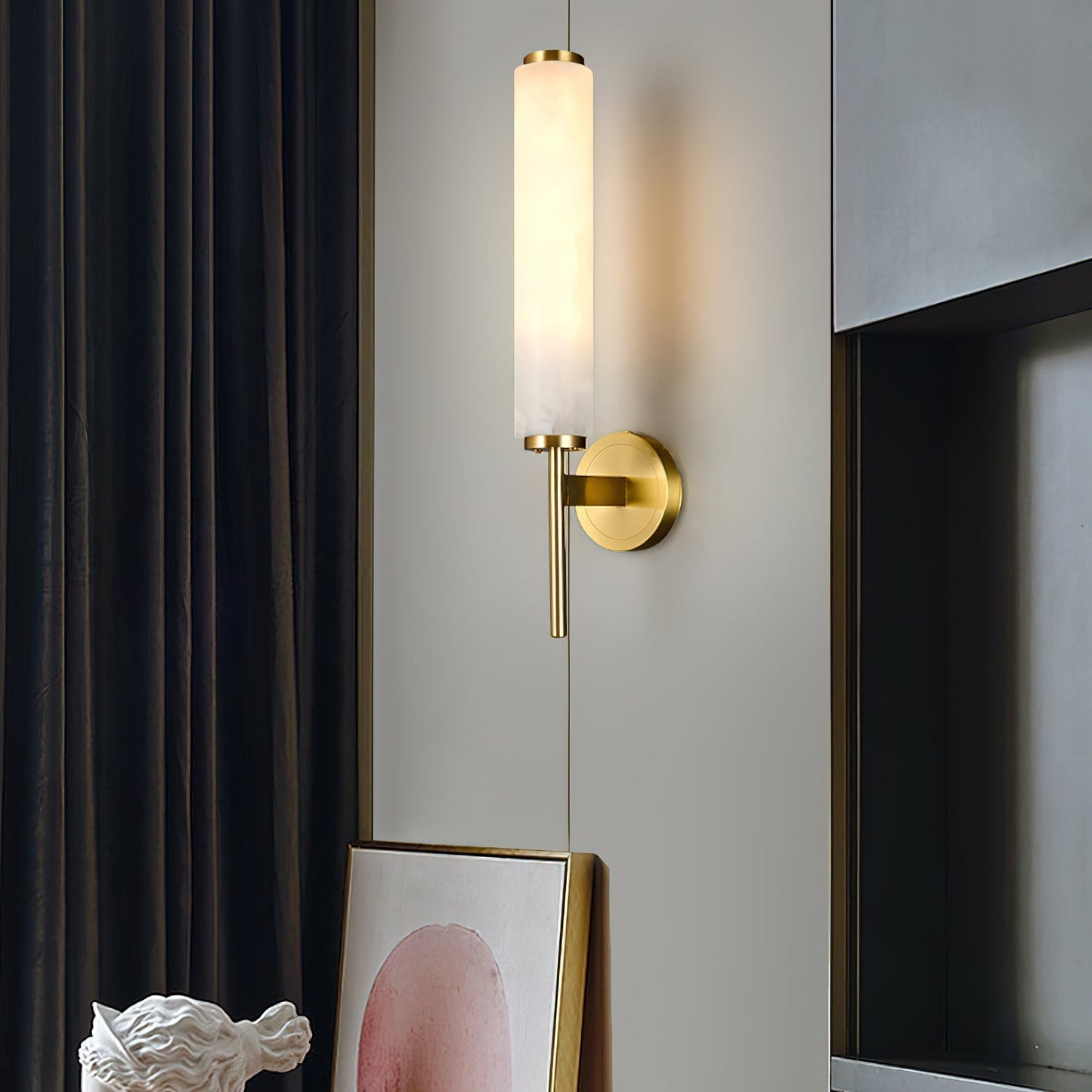 Kelsorim | Geometrische minimalistische albasten cilindrische wandlamp