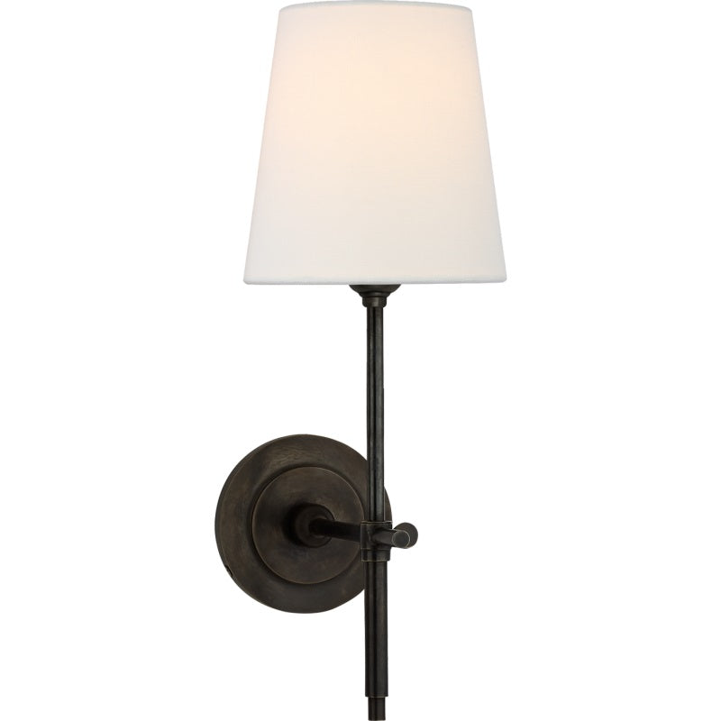 Edor | Elegante Antieke Wandlamp met Witte Tapered Linnen Schaduw
