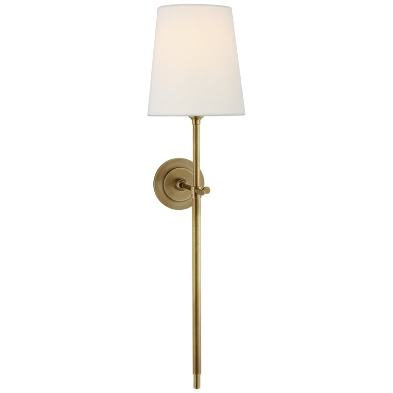Edor | Elegante Antieke Wandlamp met Witte Tapered Linnen Schaduw