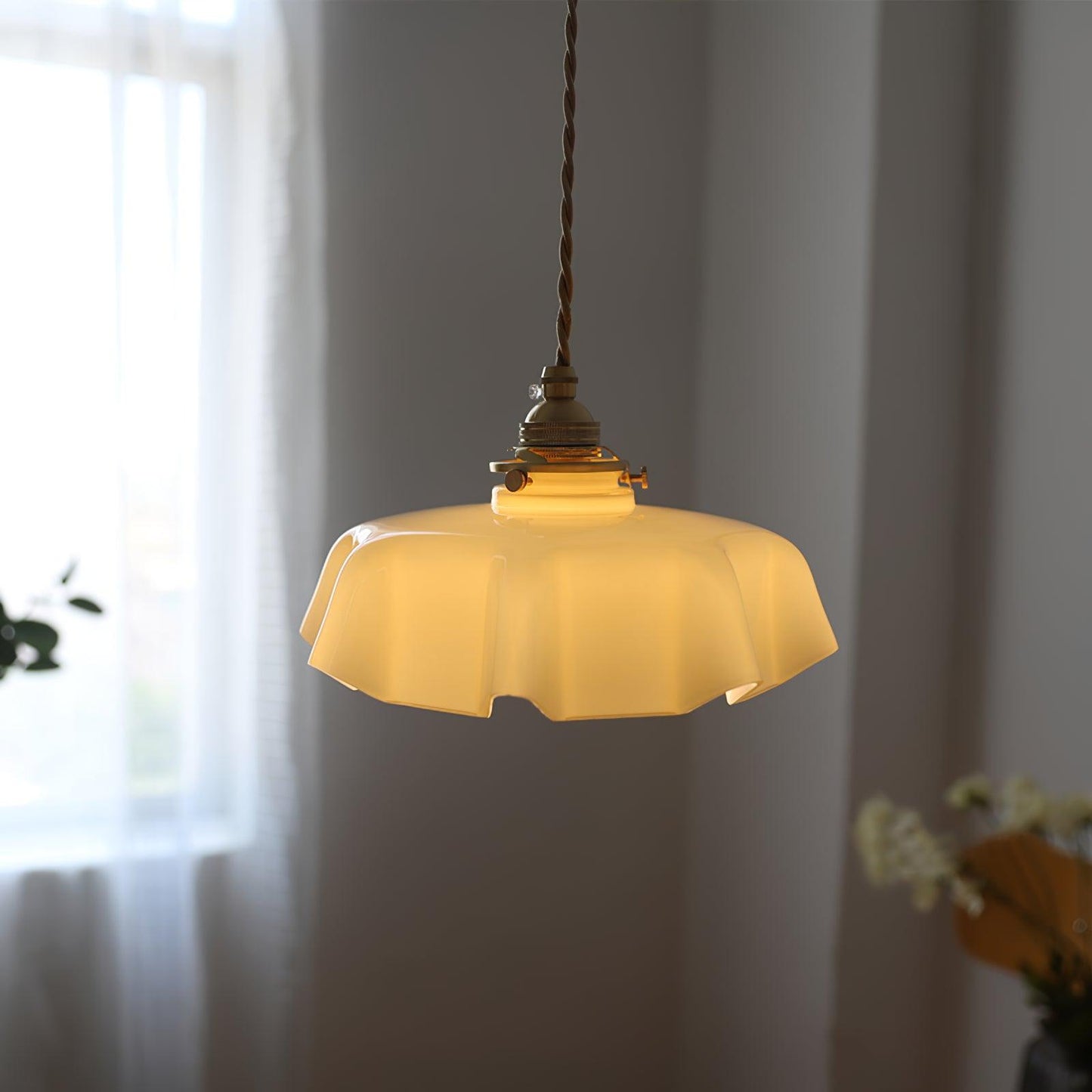 Kelvarna | Vintage Geplooide Glazen Fluted Hanglamp