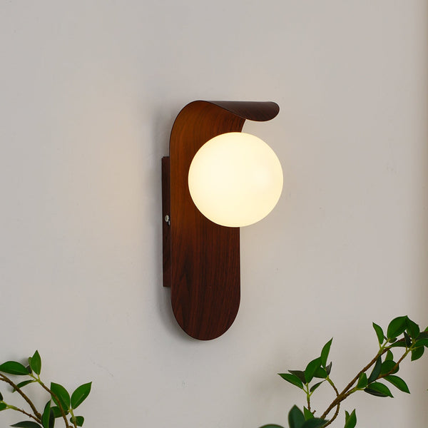 Lythose | Moderne Boog Houten Nerf Wandlamp met Bal Globe