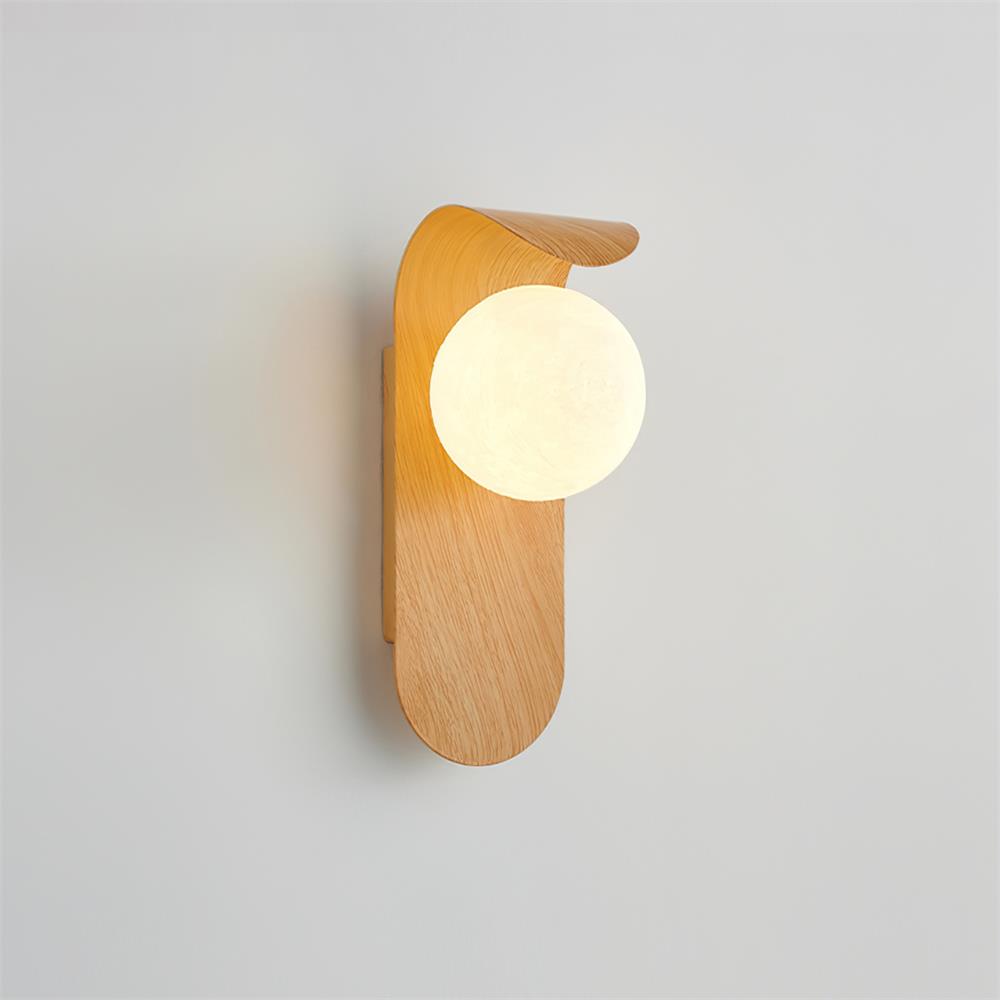 Lythose | Moderne Boog Houten Nerf Wandlamp met Bal Globe