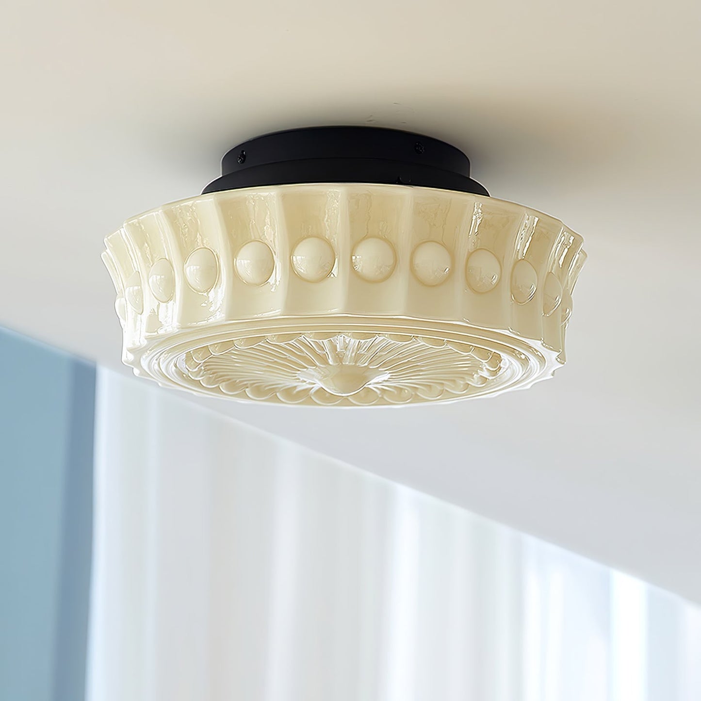 Solvendi | Minimalistische Geometrische Glazen Kom Semi Opbouw Plafondlamp