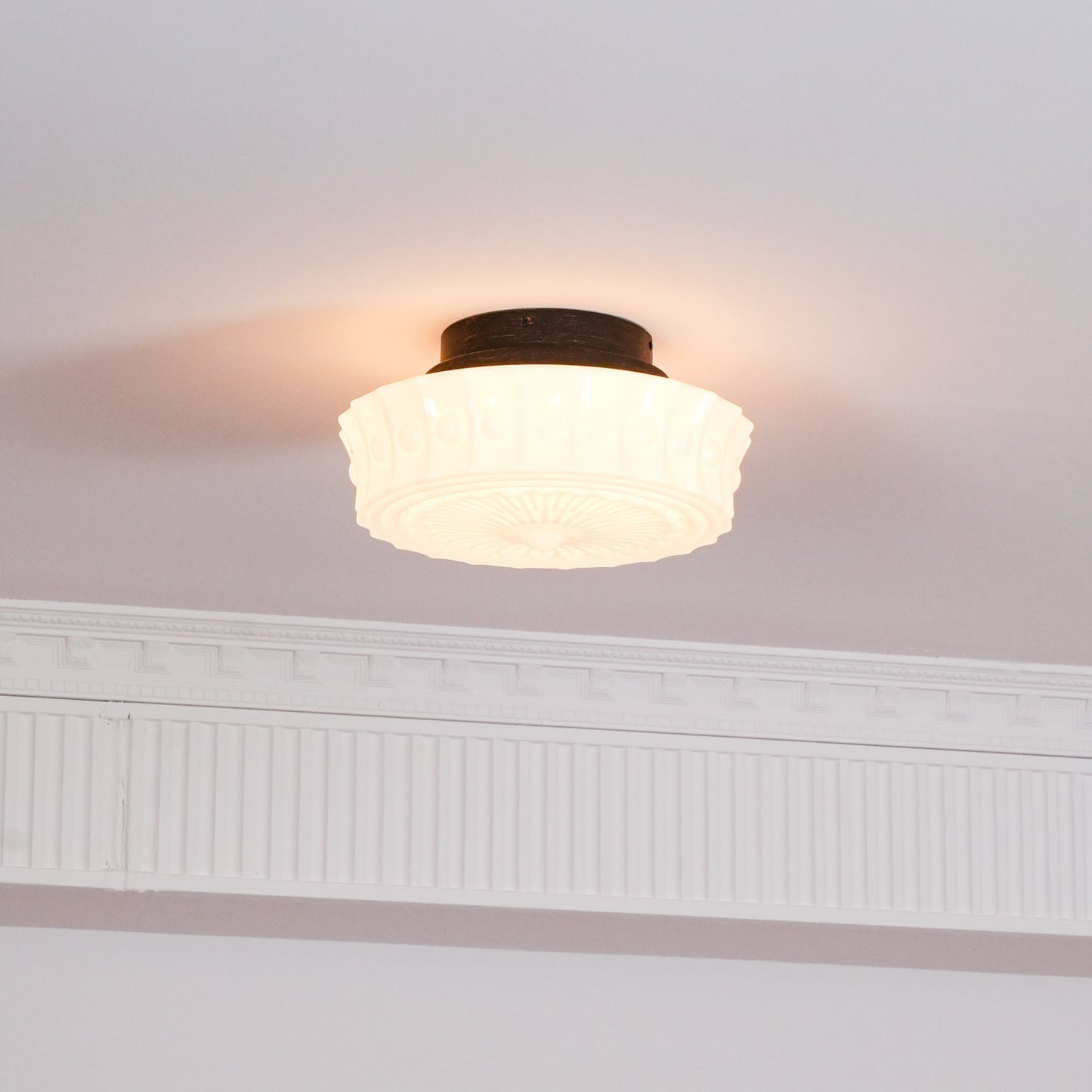 Solvendi | Minimalistische Geometrische Glazen Kom Semi Opbouw Plafondlamp