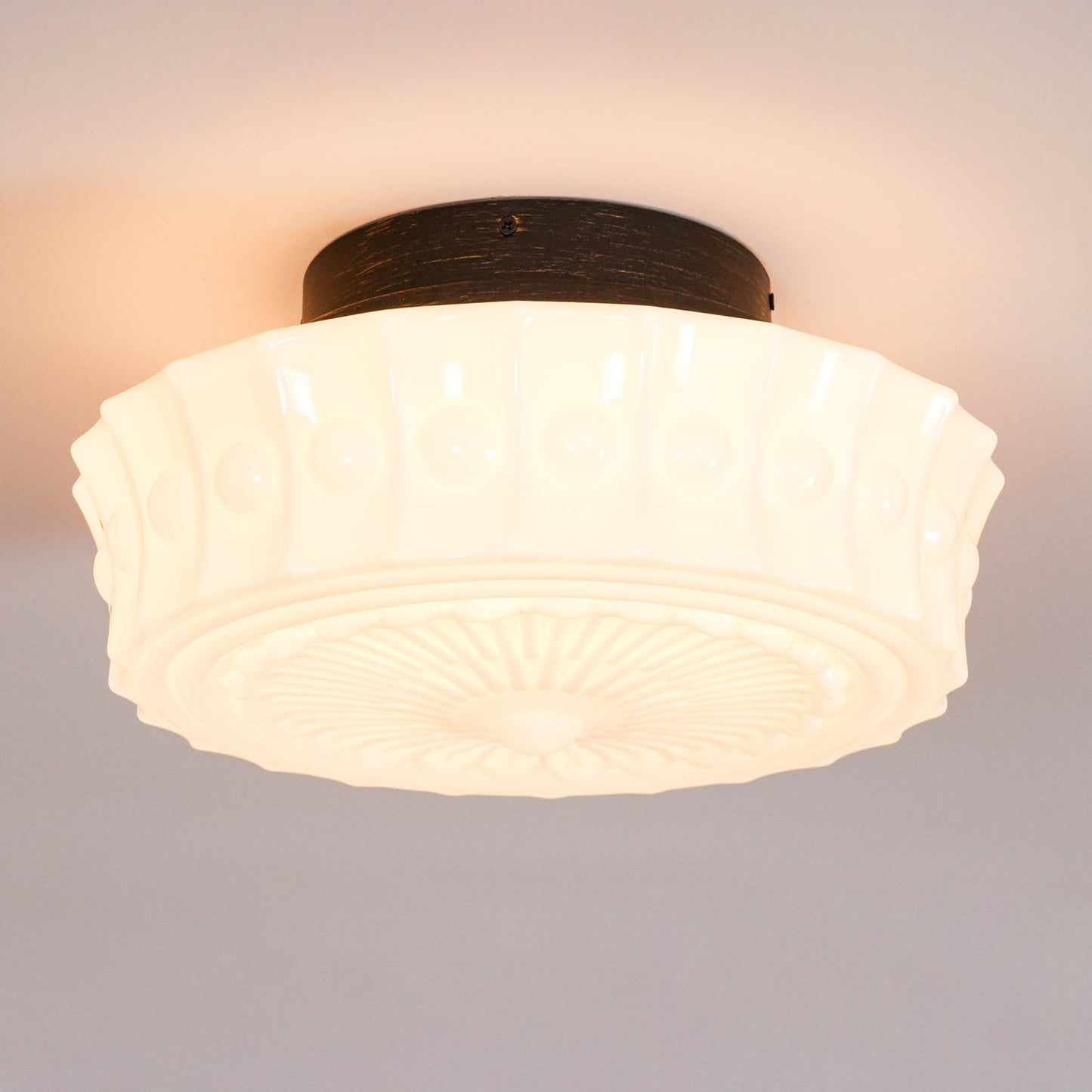 Solvendi | Minimalistische Geometrische Glazen Kom Semi Opbouw Plafondlamp